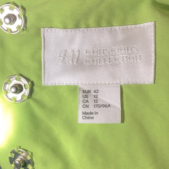 NWOT H&M Conscious Collection green dress w/ embroidery, sz 12 - Picture 4 of 4